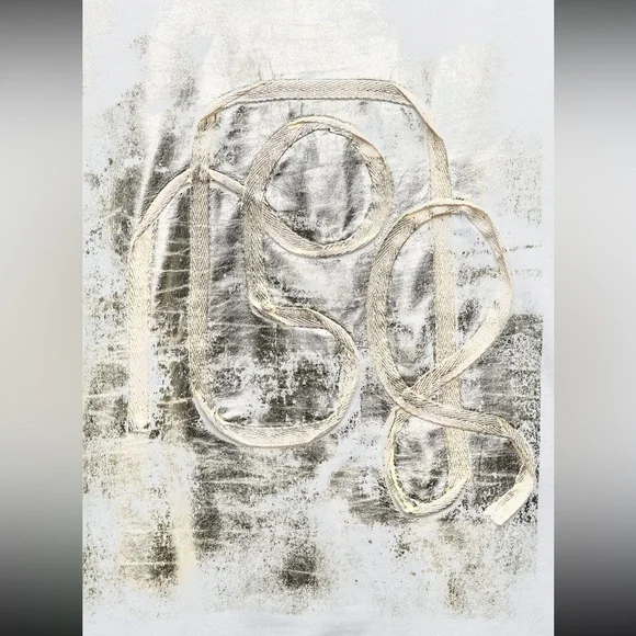 Zara White T-Shirt + Gold Foil Design | Short Sleeve | L | NWT | 🌟Rare🌟 - Picture 3 of 14